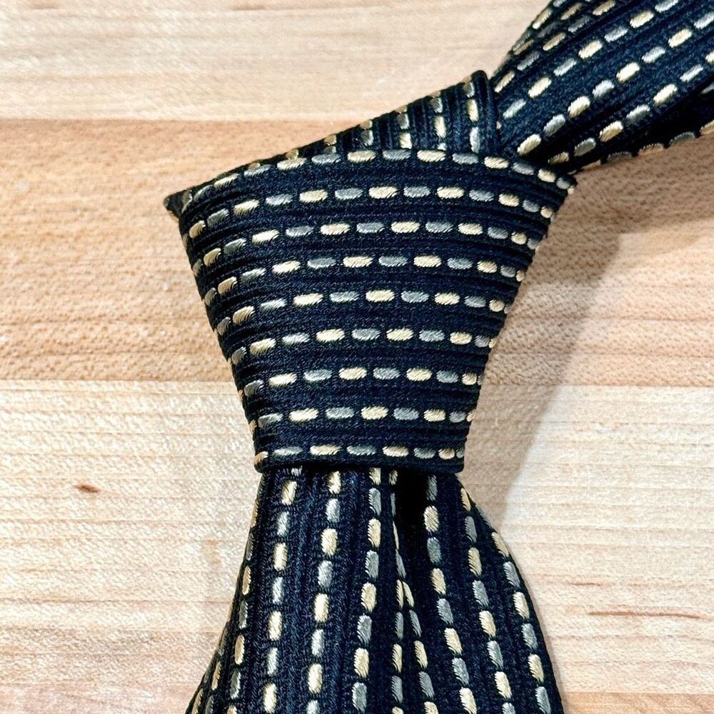 Bally Black Patterned Silk Tie.